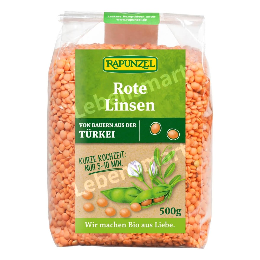 라푼젤 렌틸콩 레드 렌즈콩 슈퍼푸드 유기농 500g, 6개 - 상품 이미지