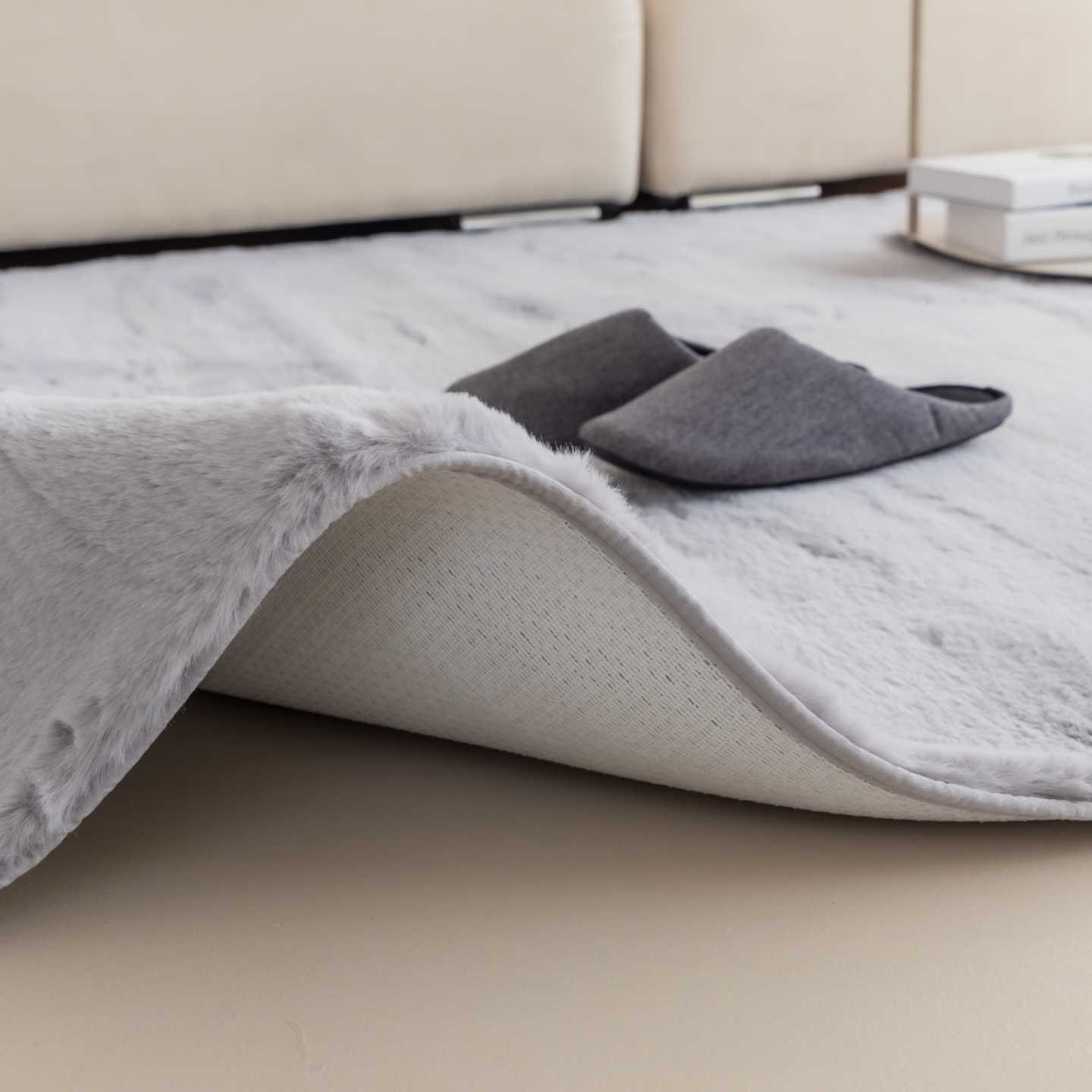 먼지없는 워셔블 장모 온감 러그 대형 거실 침실 원룸 에코퍼 그레이, 원형 170