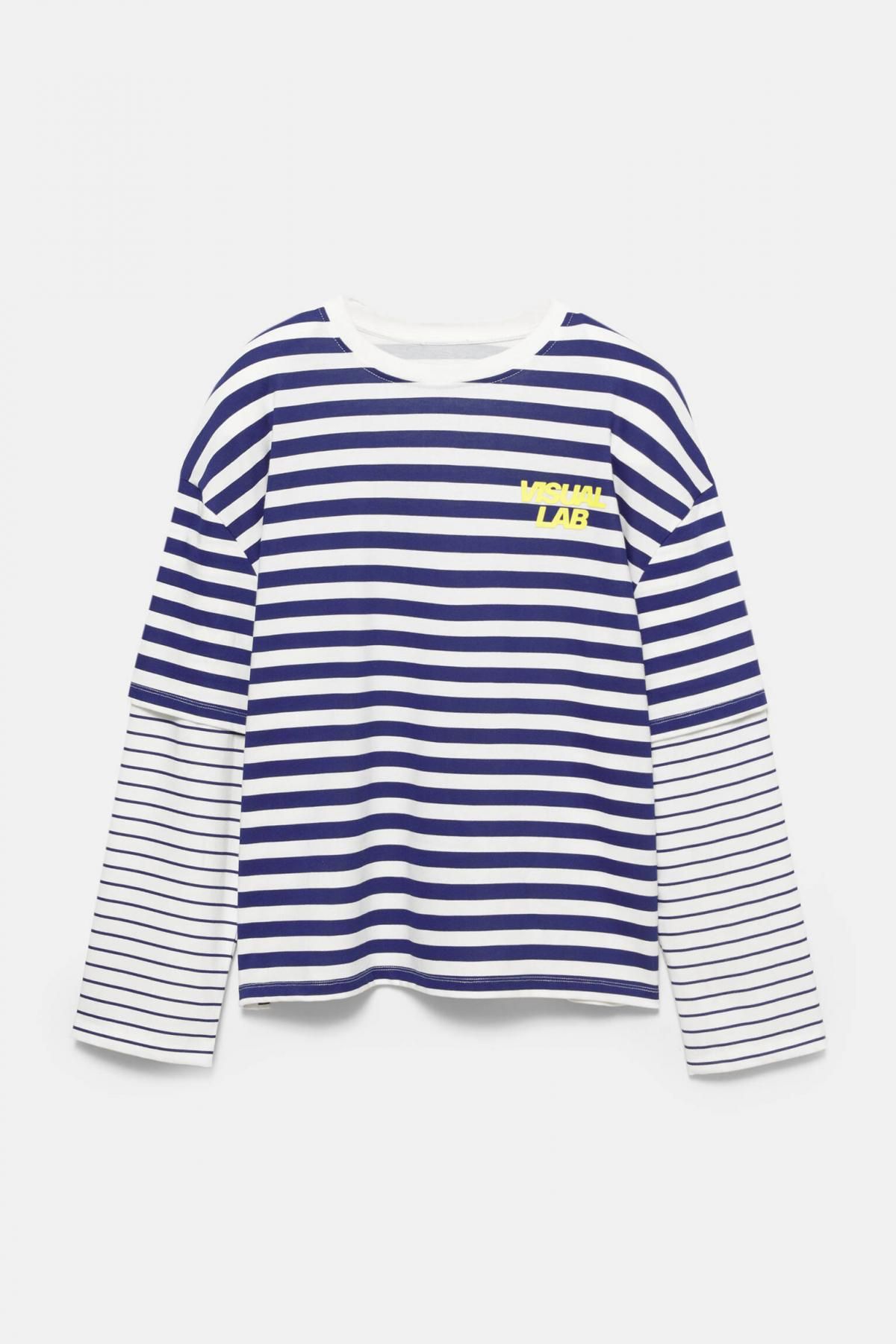 풀앤베어 스트라이프 테크니컬 더블슬리브 라운드넥 티셔츠 7152/339 STRIPED - 메인 이미지