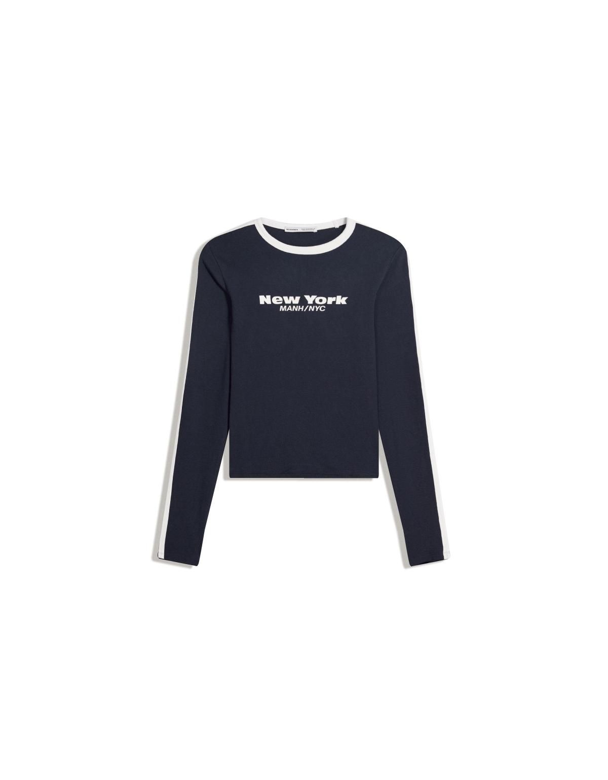 버쉬카 스트릿 레터링 크롭 긴팔 티셔츠 7804/134 NAVY - 상세 이미지 3