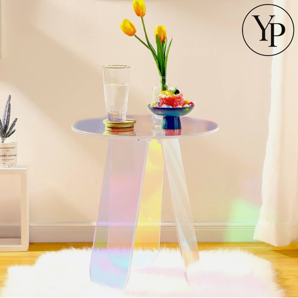 홀로그램 원형 사이드 테이블 거실 침실 탁자 아크릴 쇼파 옆 간이 협탁 식탁