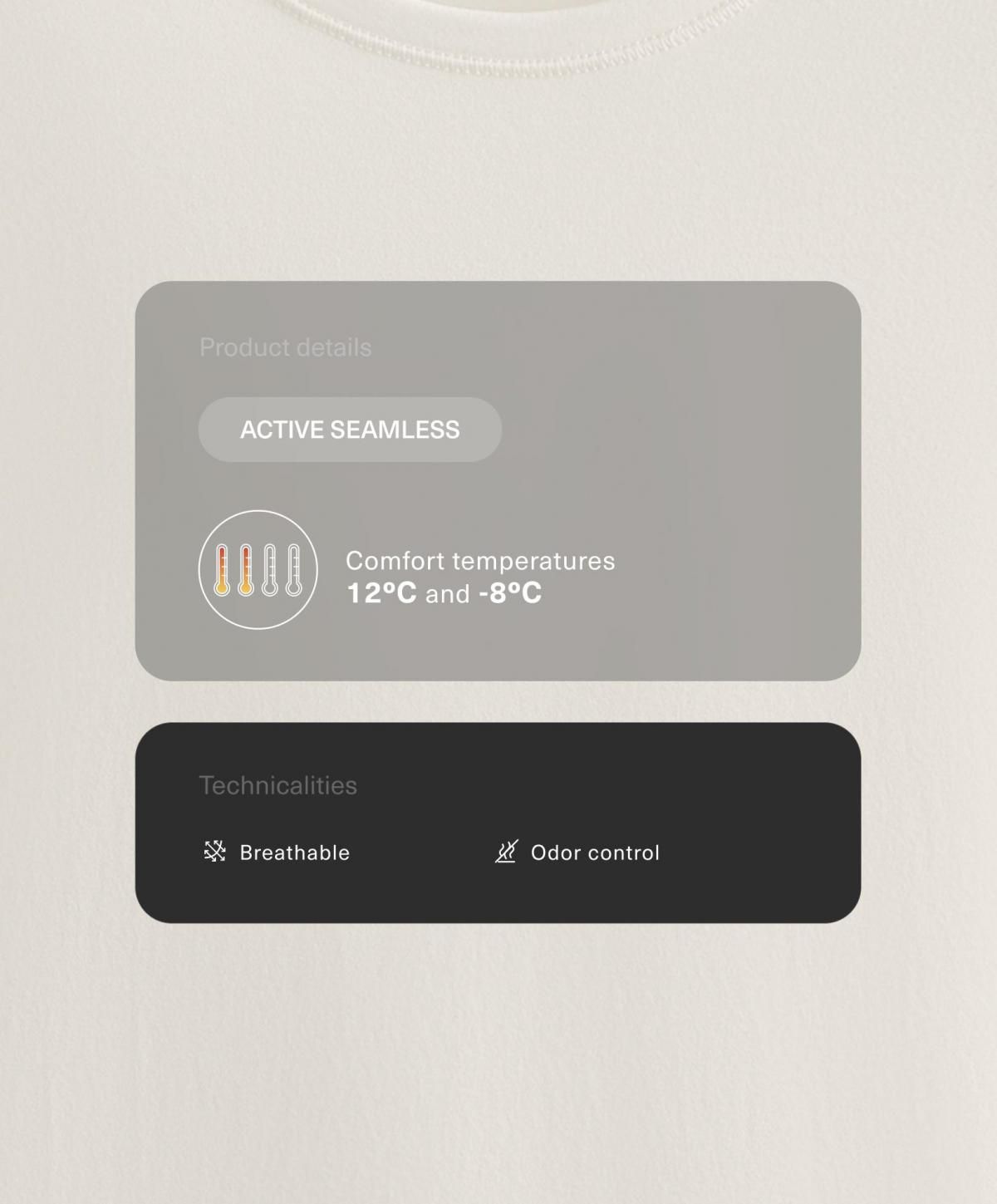 오이쇼 화이트 심리스 베이스레이어 긴팔 티셔츠 0216/396 PALEECRU - 상세 이미지 3