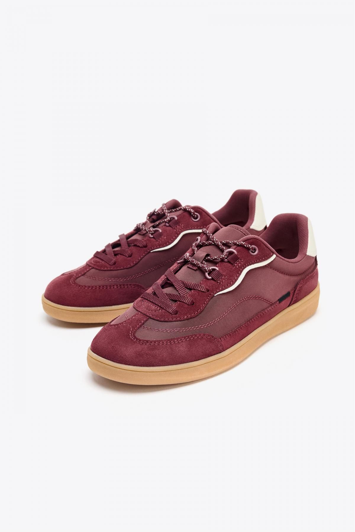 자라 레트로 배색 테크니컬 스니커즈 5408/610 BURGUNDY RED - 상세 이미지 4