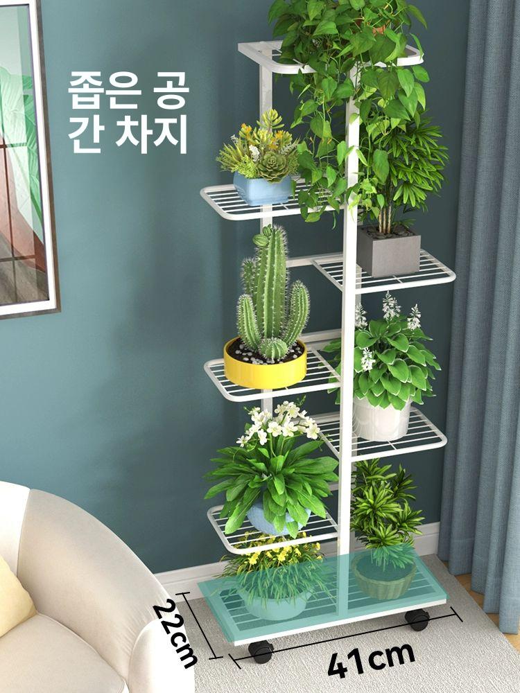 꽃다발 진열 선반 스탠딩 랙 꽃가게 화이트 공방 꽃꽂이 화이트 116cm 6단 7화분 - 상세 이미지 4