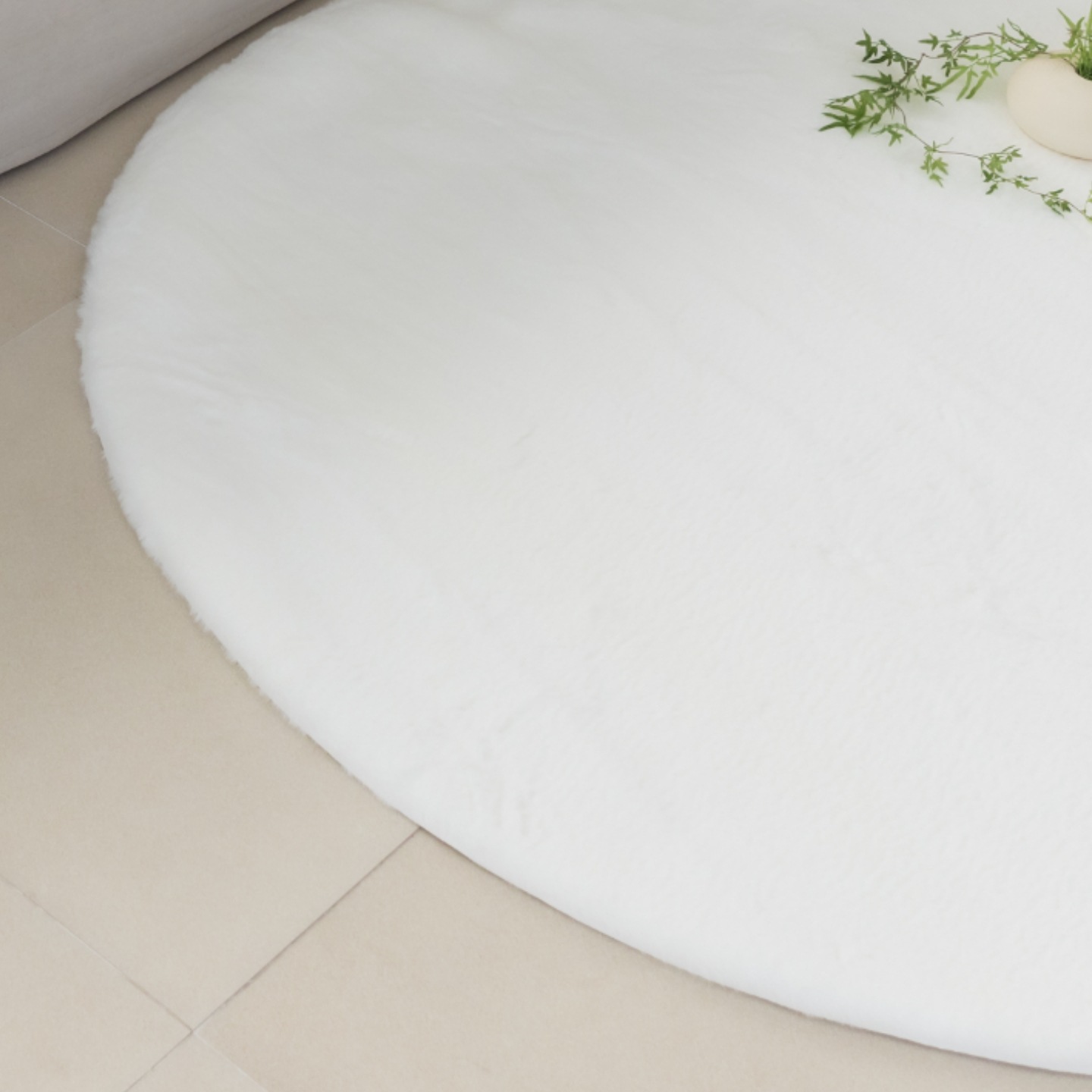 먼지없는 워셔블 장모 온감 러그 대형 거실 침실 원룸 에코퍼 화이트, 원형 200