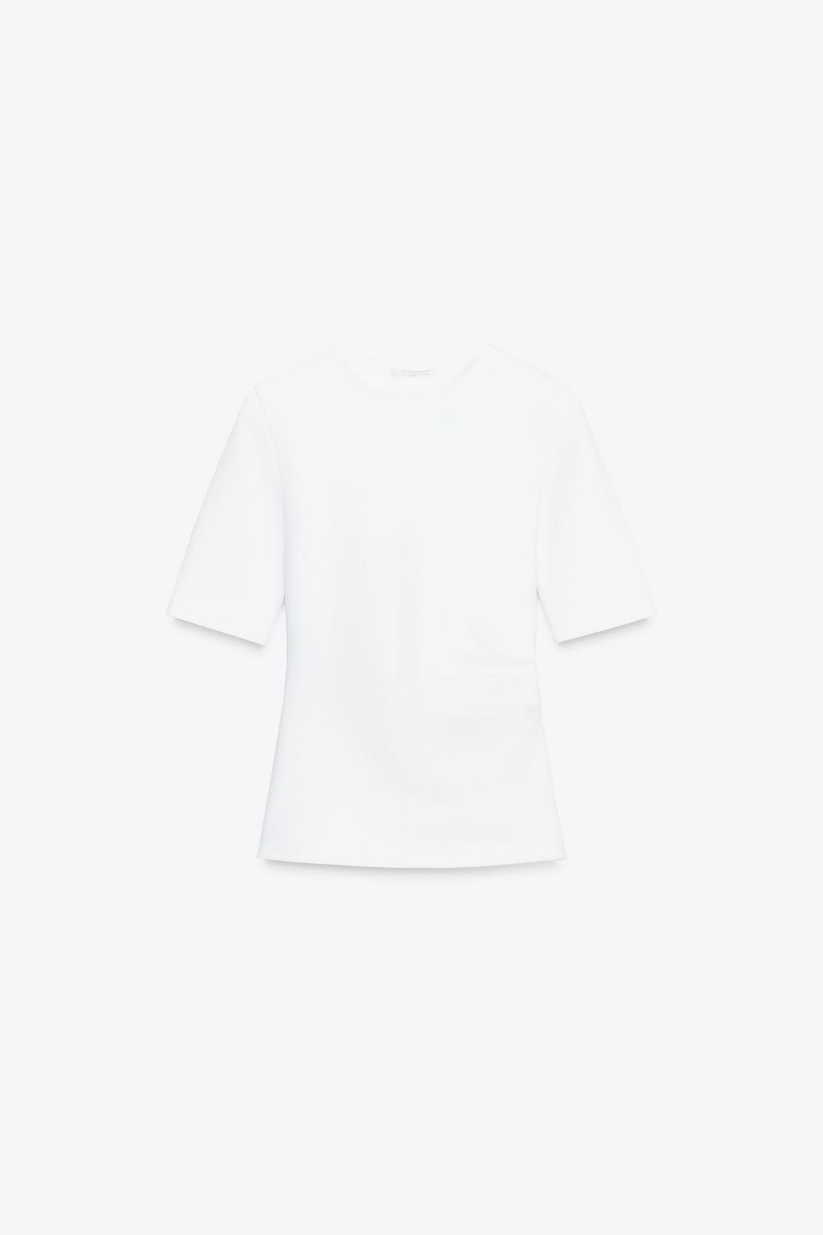 자라 슬림핏 테크니컬 라운드넥 반팔 티셔츠 4174/583 WHITE - 메인 이미지