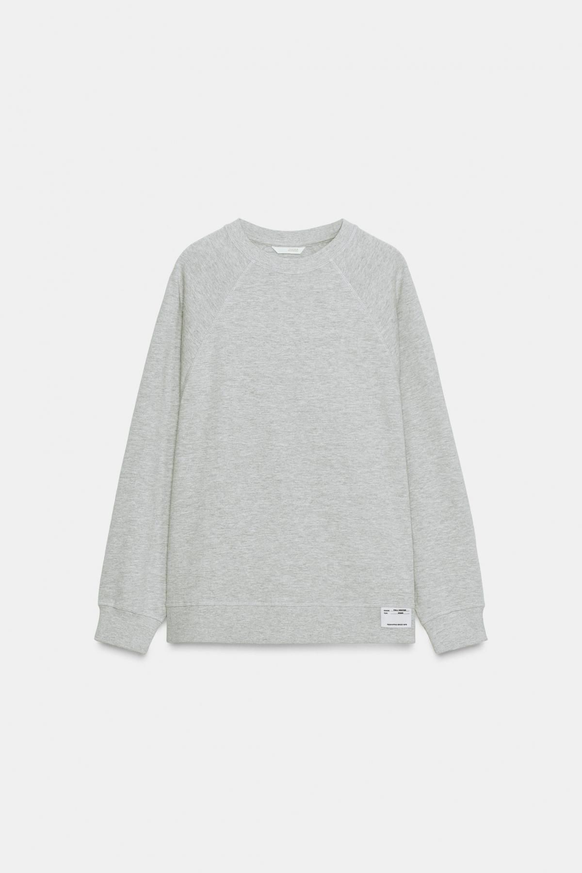 자라 오버사이즈 라운드넥 테크니컬 긴팔 티셔츠 4424/629 GREY MARL - 메인 이미지