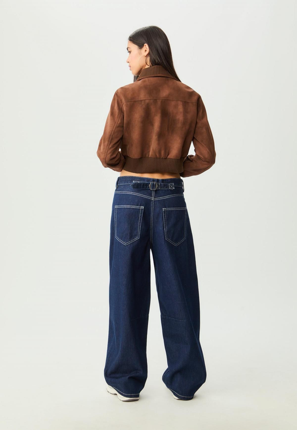 스트라디바리우스 빈티지 레더 포켓 디테일 크롭 재킷 8453/782 BROWN - 상세 이미지 5