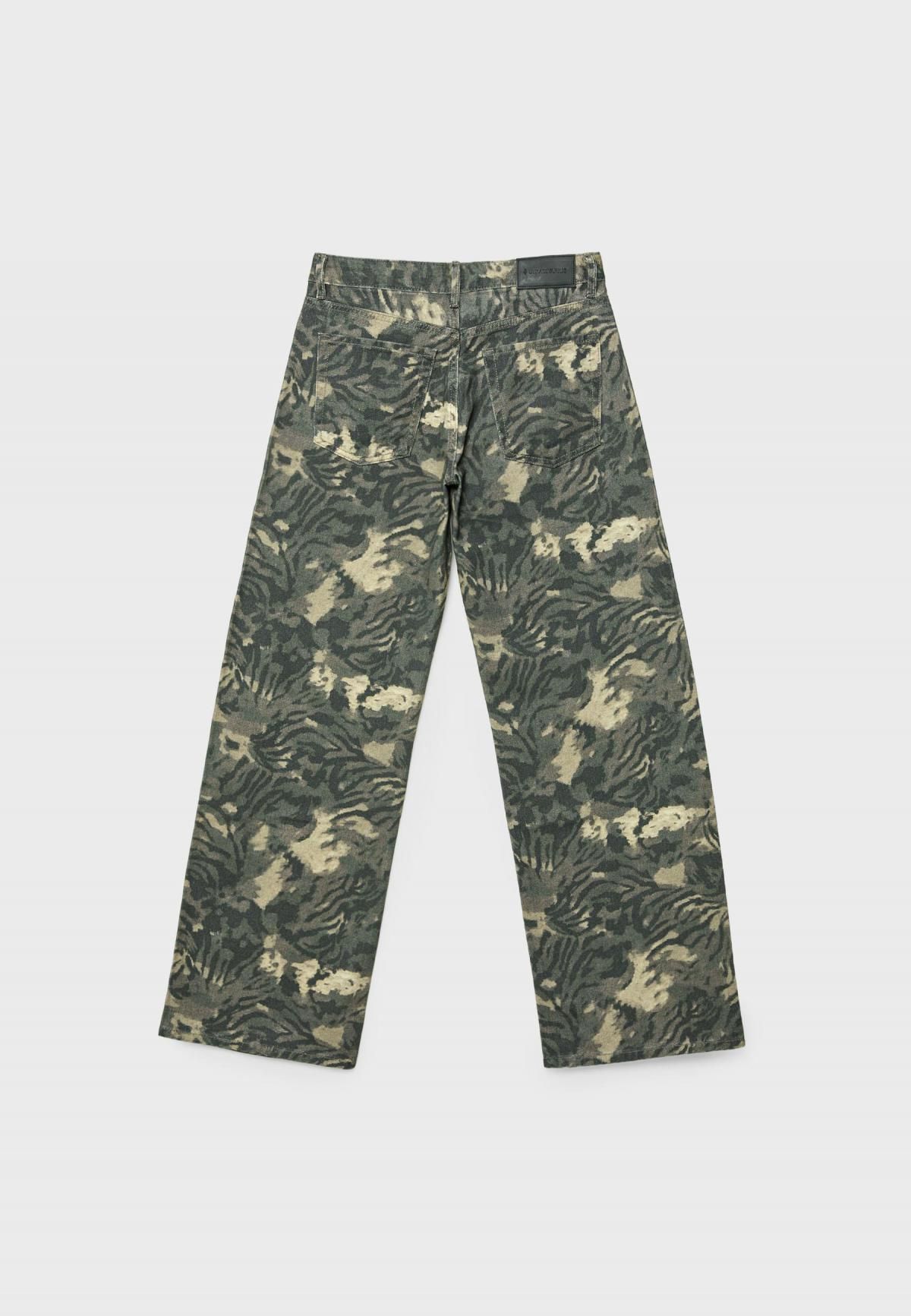 스트라디바리우스 프린트 와이드핏 로우웨이스트 데님 팬츠 4899/981 KHAKI - 상세 이미지 2