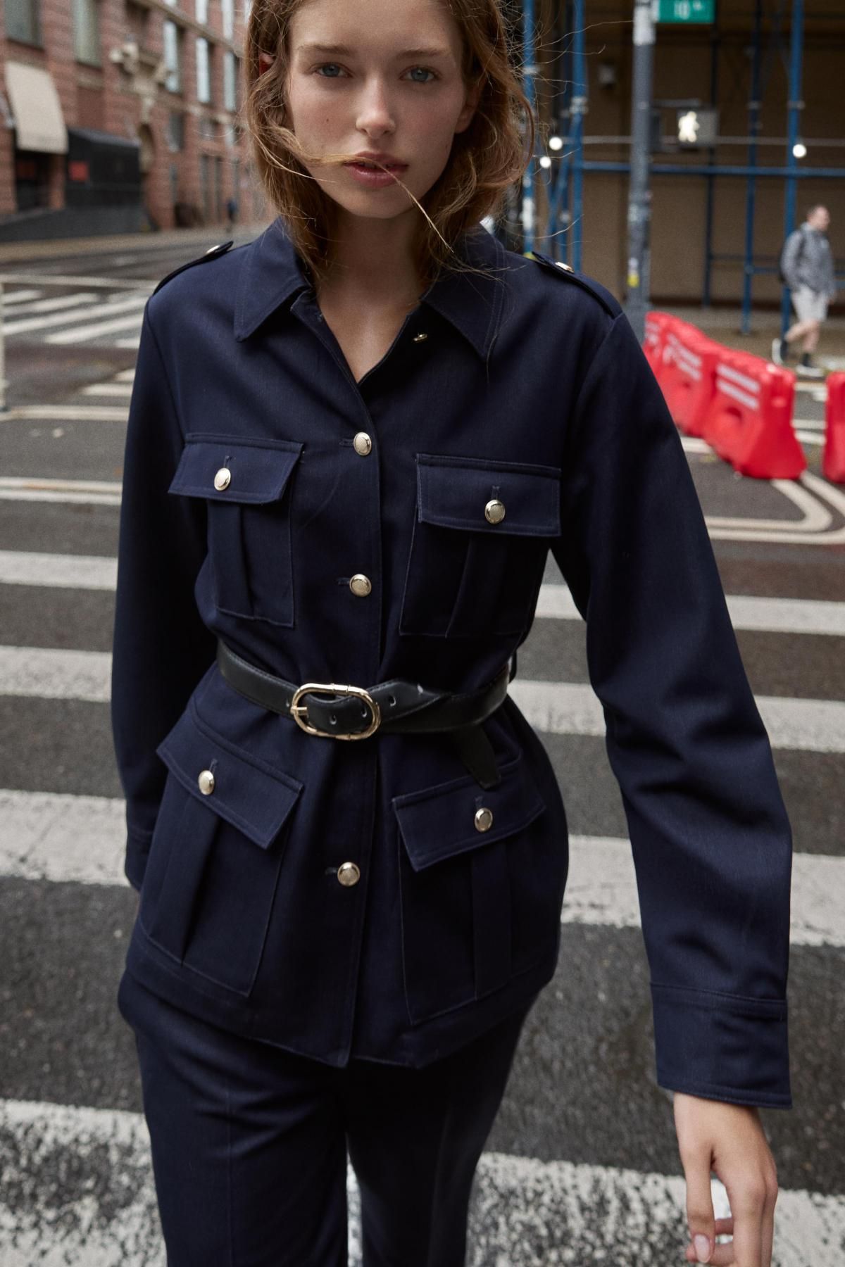 자라 벨티드 테크니컬 패치포켓 유틸리티 재킷 4387/487 NAVY BLUE - 상세 이미지 3