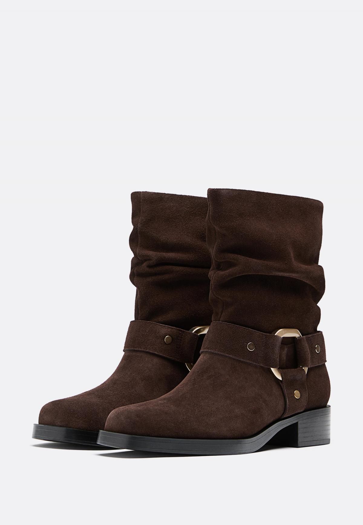 스트라디바리우스 슬라우치 레더 버클 브라운 앵클부츠 9955/670 BROWN - 상세 이미지 3