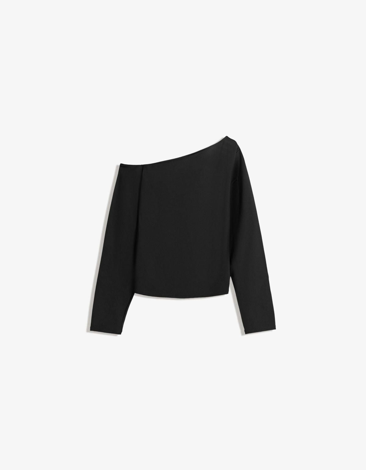 버쉬카 비대칭 오프숄더 긴팔 티셔츠 7603/727 BLACK - 상세 이미지 2
