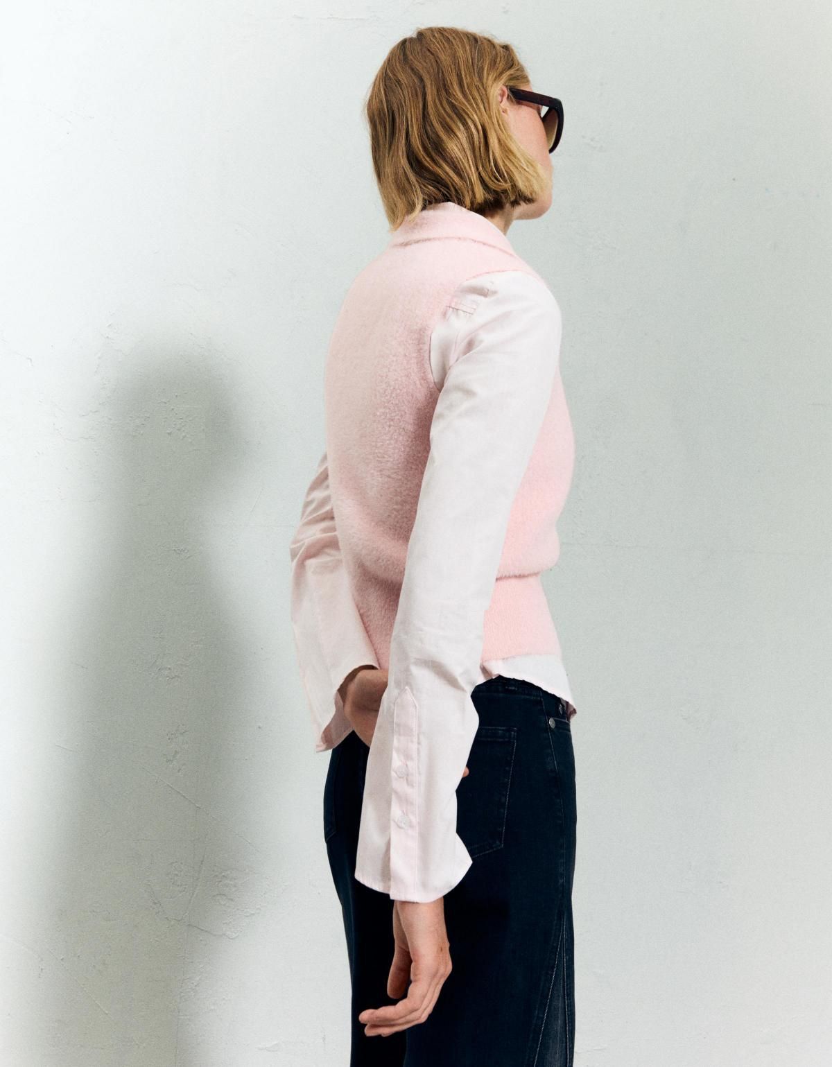 버쉬카 소프트 페일핑크 퍼 폴로카라 베스트 8606/693 PINK - 상세 이미지 4