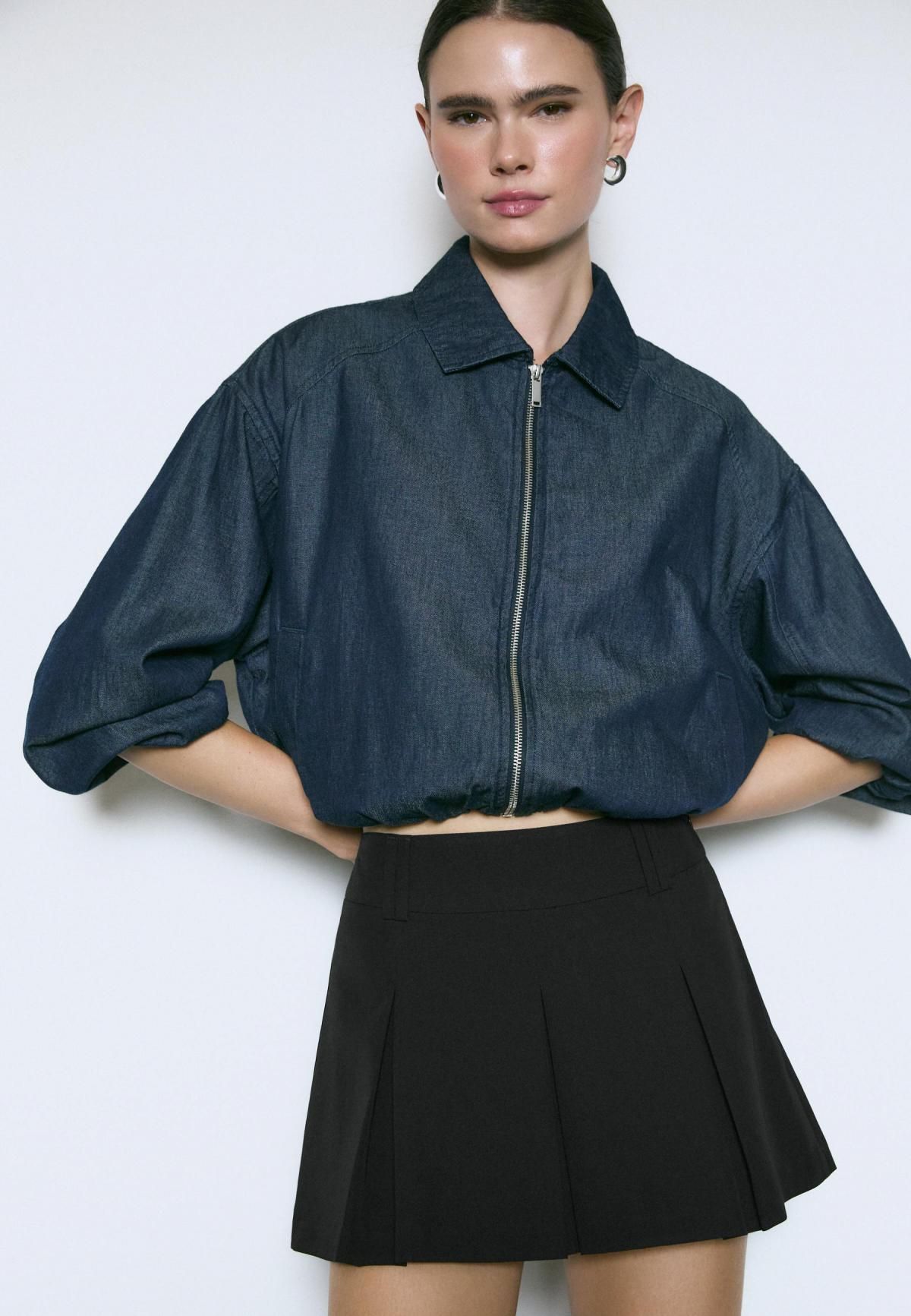 스트라디바리우스 트렌디 플리츠 미니 스커트 팬츠 4713/447 BLACK - 상세 이미지 4