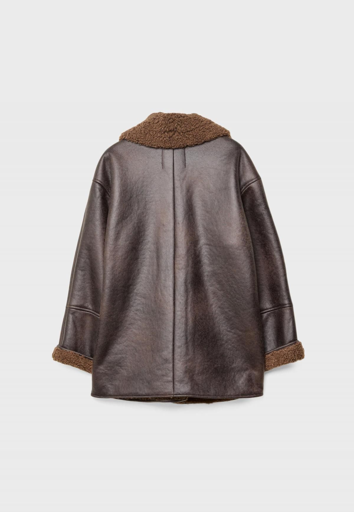 스트라디바리우스 오버사이즈 더블페이스 무스탕 버튼 자켓 8612/473 BROWN - 상세 이미지 2