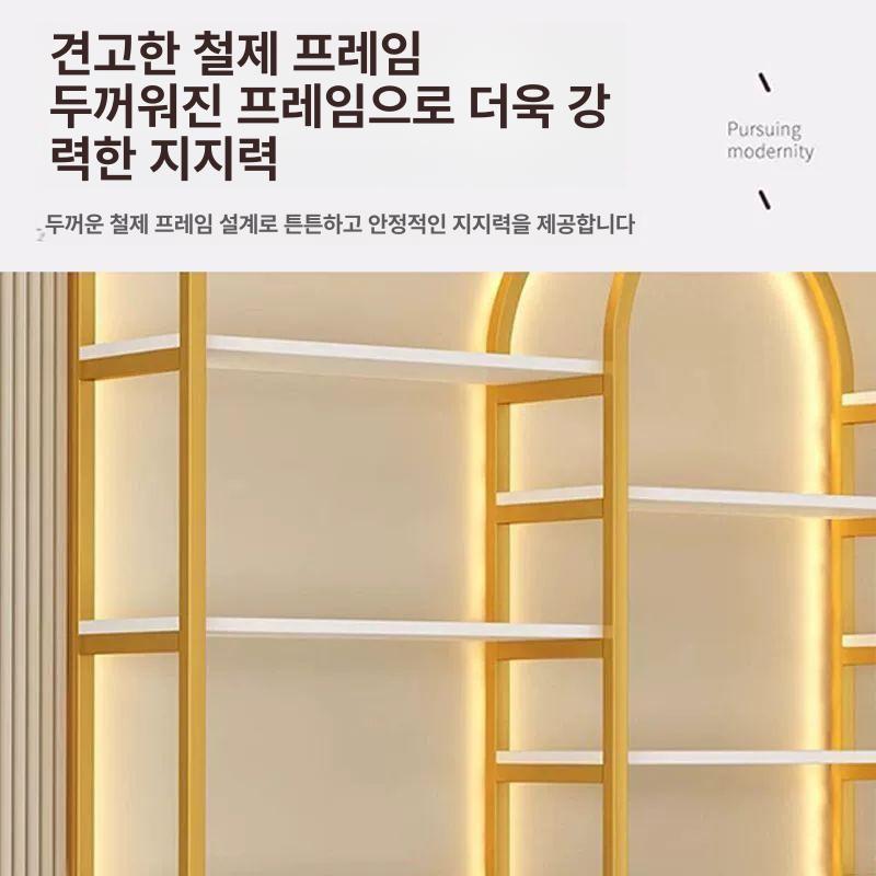LED 진열장 화장품 캐비닛 매장 디스플레이 선반 화이트 철제 수납장 150x30x200 블랙 - 상세 이미지 5