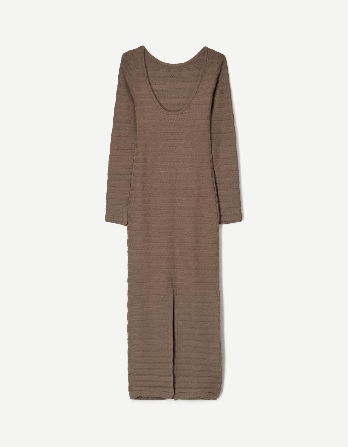 버쉬카 데일리 텍스처 미디 원피스 0641/376 BROWN - 상세 이미지 2