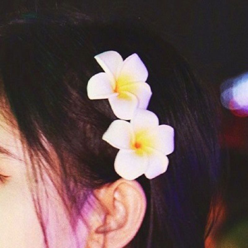 플루메리아 하와이꽃핀 해외여행 꾸미기 해변 바다 머리핀 예쁜 헤어핀 집게핀 헤어 액세서리 - 상세 이미지 2