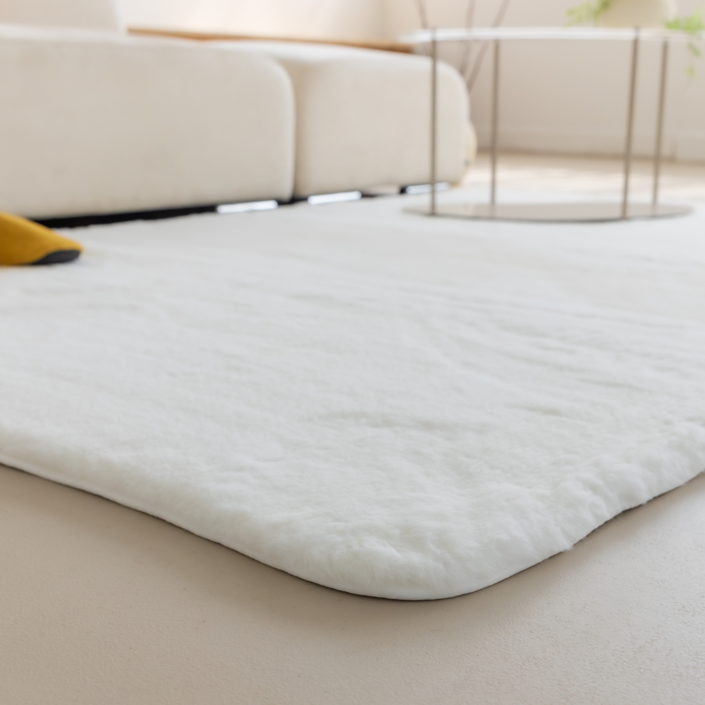 먼지없는 워셔블 장모 온감 러그 대형 거실 침실 원룸 에코퍼 화이트, 원형 200