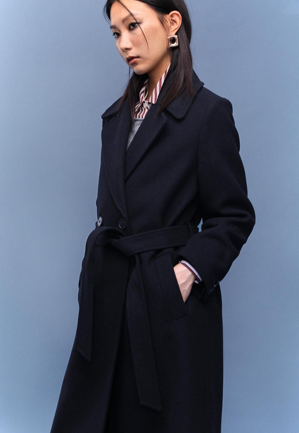 스트라디바리우스 테크니컬 더블브레스트 벨트 롱 코트 8639/827 DARK BLUE - 상세 이미지 4