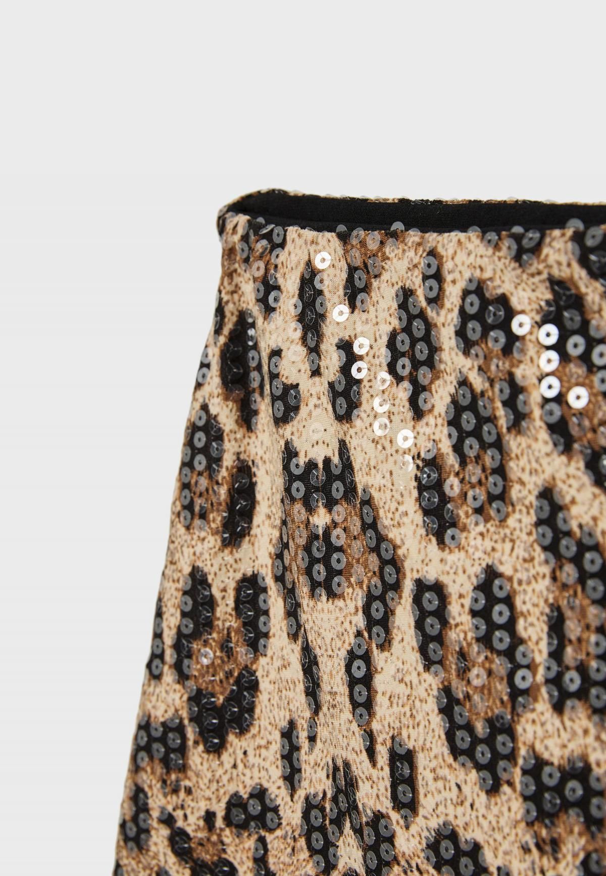 스트라디바리우스 시퀸 레오파드 프린트 미니 스커트 팬츠 8412/975 BEIGE - 상세 이미지 3