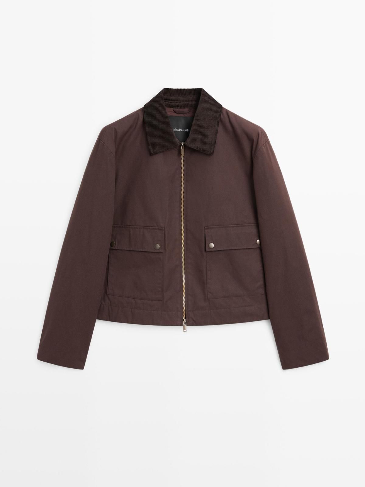 마시모두띠 테크니컬 코듀로이 카라 크롭 재킷 6729/721 BURGUNDY - 상품 이미지
