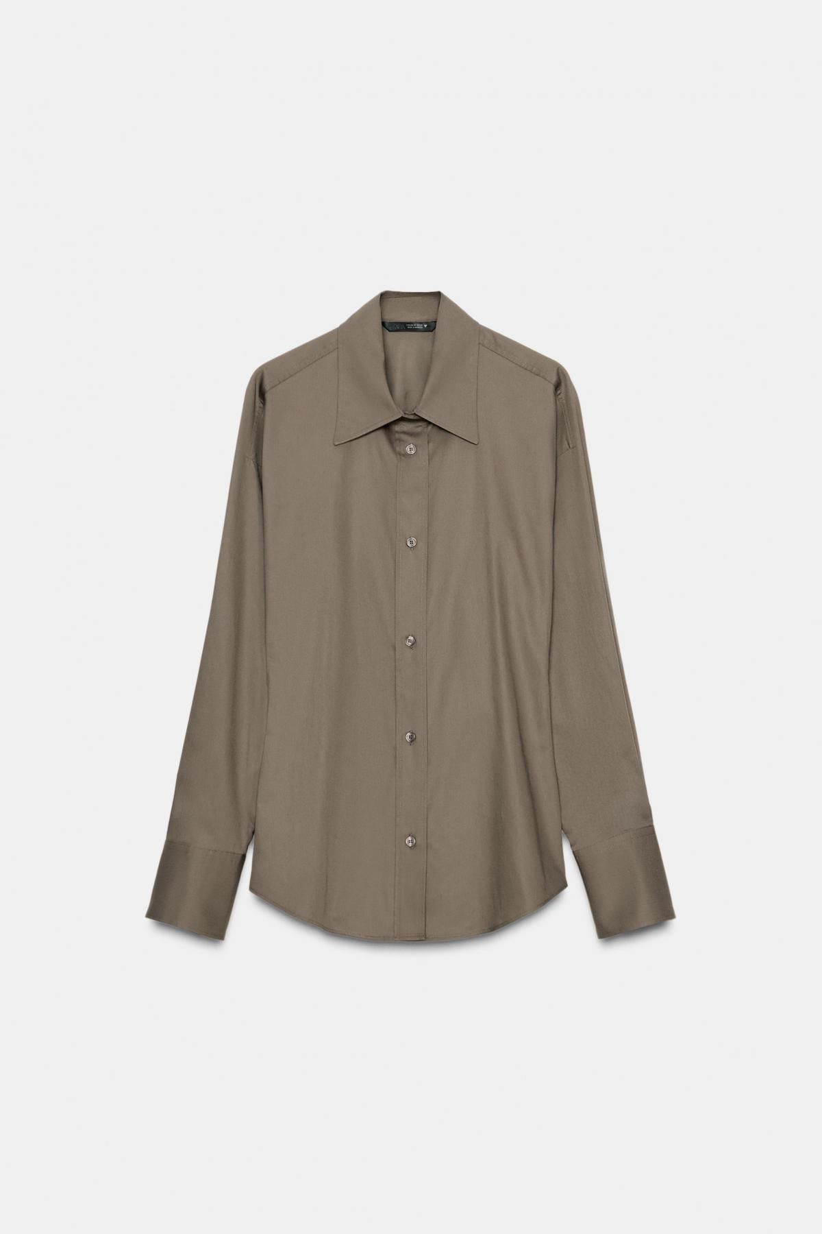 자라 미니멀 테크니컬 슬림핏 헴 셔츠 9002/250 TAUPE GREY - 메인 이미지