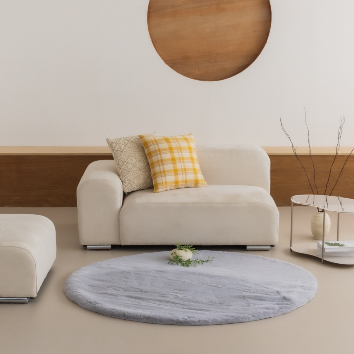 먼지없는 워셔블 장모 온감 러그 대형 거실 침실 원룸 에코퍼 그레이, 원형 170