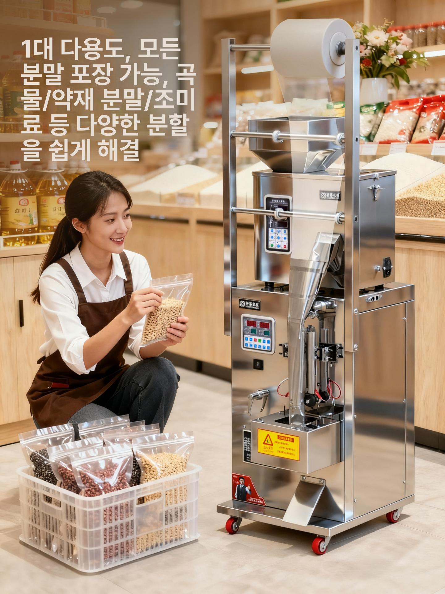 자동 삼면 포장기 정량 가루 소분기 주입기 분말 곡물 후면 1-50g 20cm 이내 - 상세 이미지 3