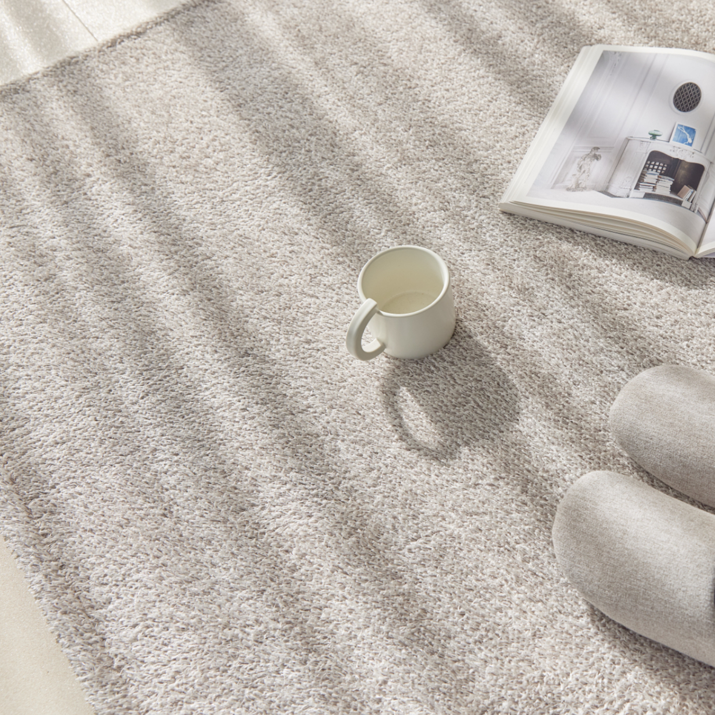 먼지없는 워셔블 장모 온감 러그 대형 거실 침실 원룸 실루엣 애쉬그레이, 170x230