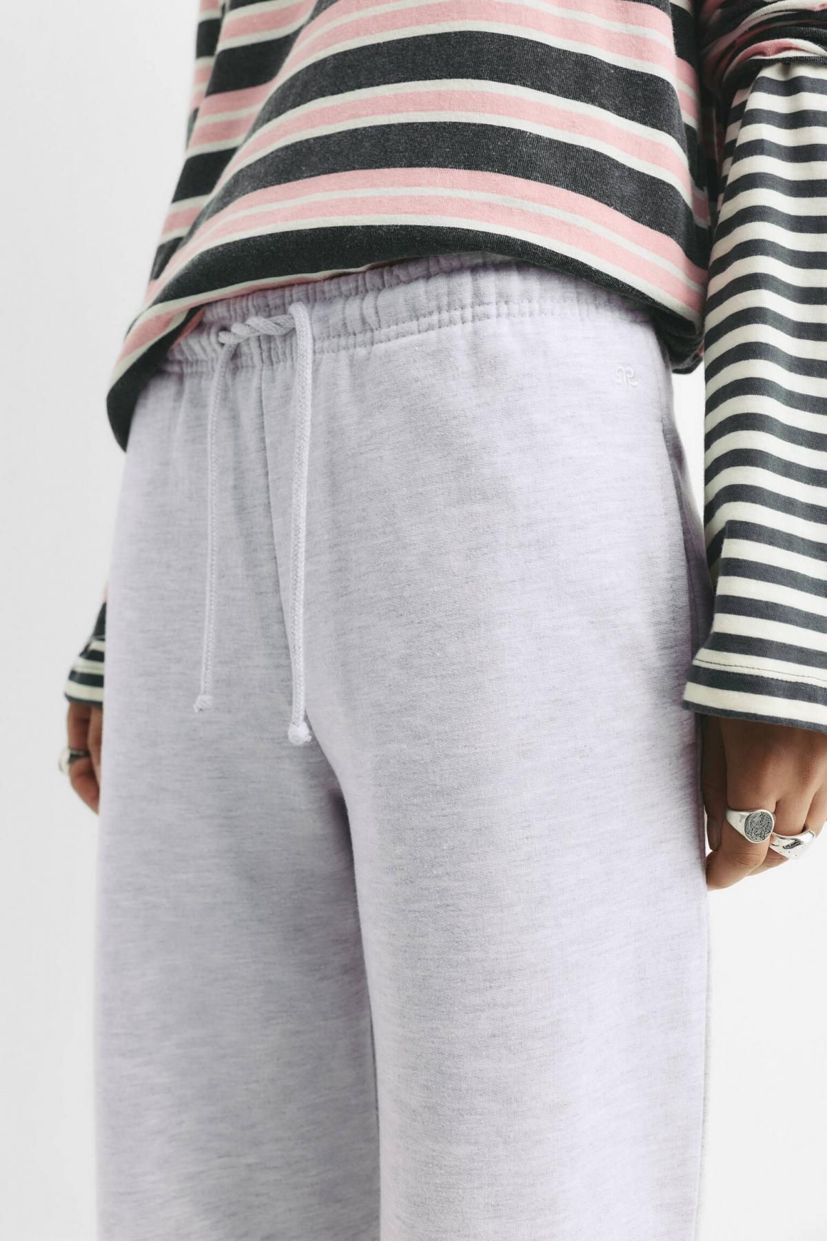 풀앤베어 코튼블렌드 플루이드 트레이닝 와이드 팬츠 7675/310 GREY MARL - 상세 이미지 4