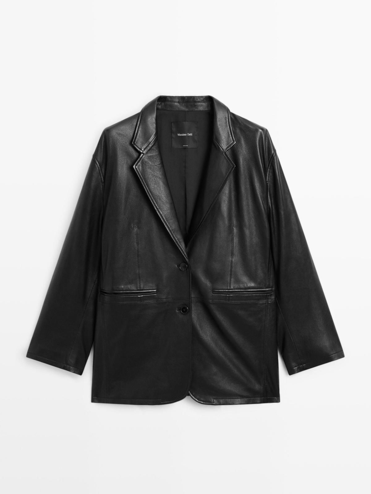 마시모두띠 오버핏 소프트 나파 레더 블레이저 4704/524 BLACK - 상품 이미지
