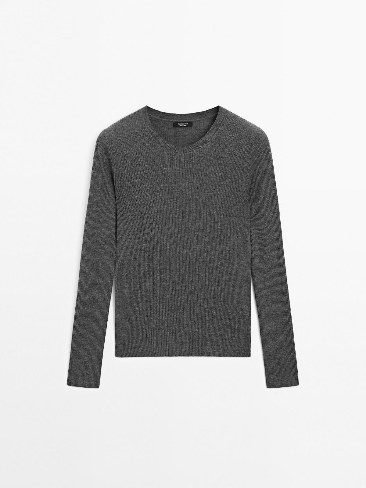 마시모두띠 테크니컬 울블렌드 골지 라운드넥 니트 스웨터 5673/583 MEDIUM GREY - 상품 이미지