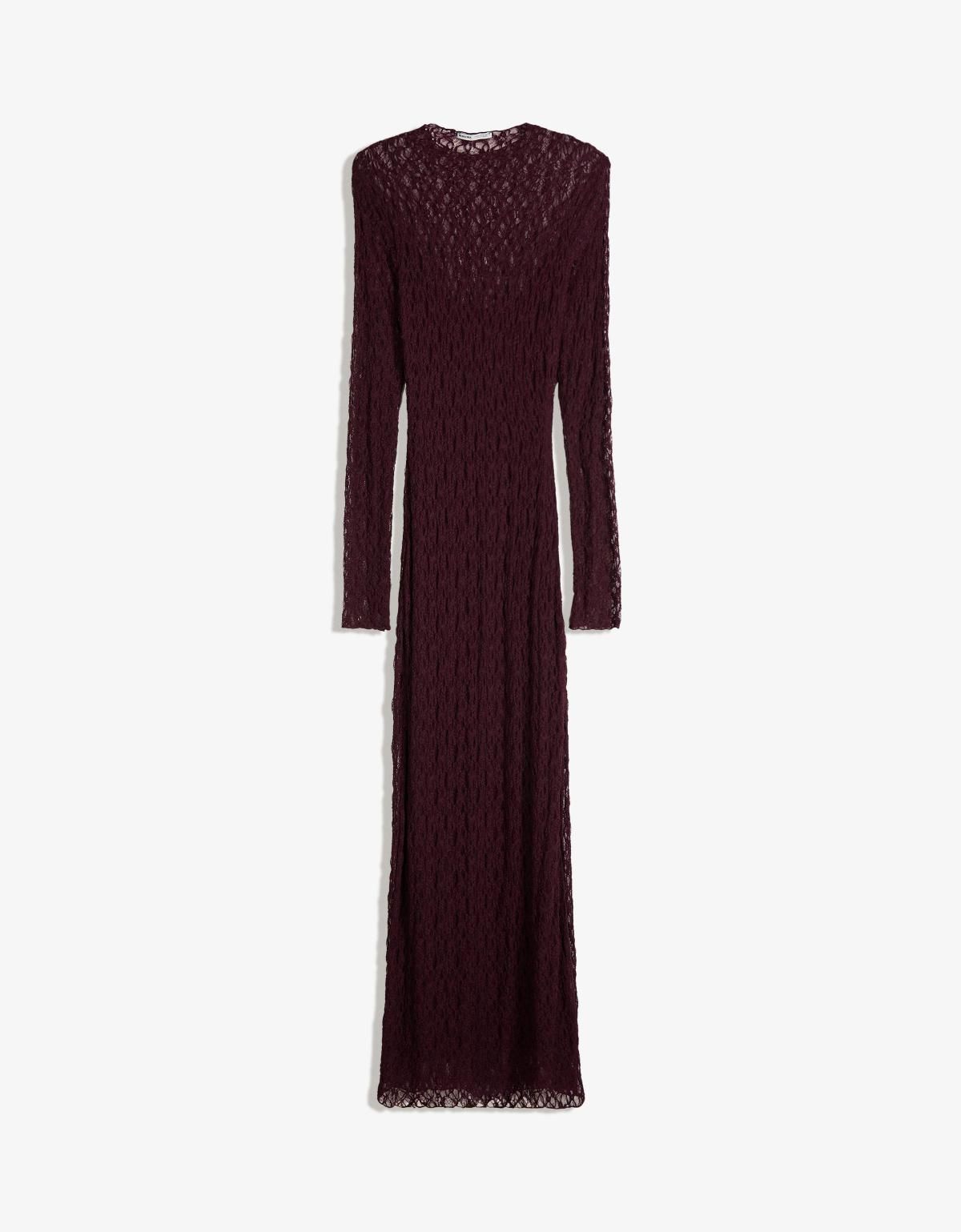 버쉬카 버건디 레이스 롱슬리브 미디 원피스 5596/714 BURGUNDY - 상품 이미지