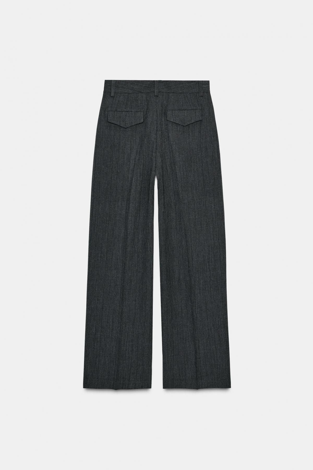 자라 테크니컬 텍스처 울 블렌드 와이드 팬츠 8682/873 GREY MARL - 상세 이미지 4