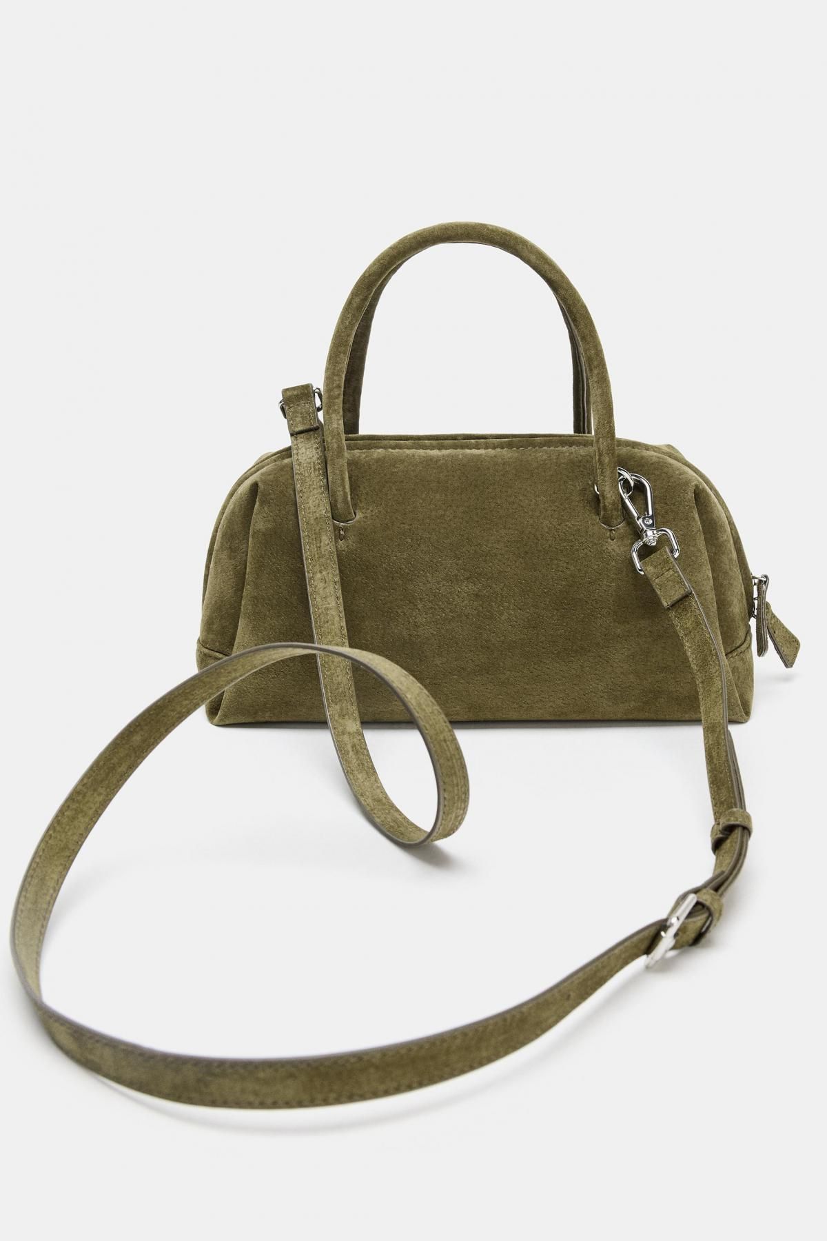 자라 스플릿 스웨이드 베이직 볼링백 6552/610 KHAKI GREEN - 상세 이미지 4