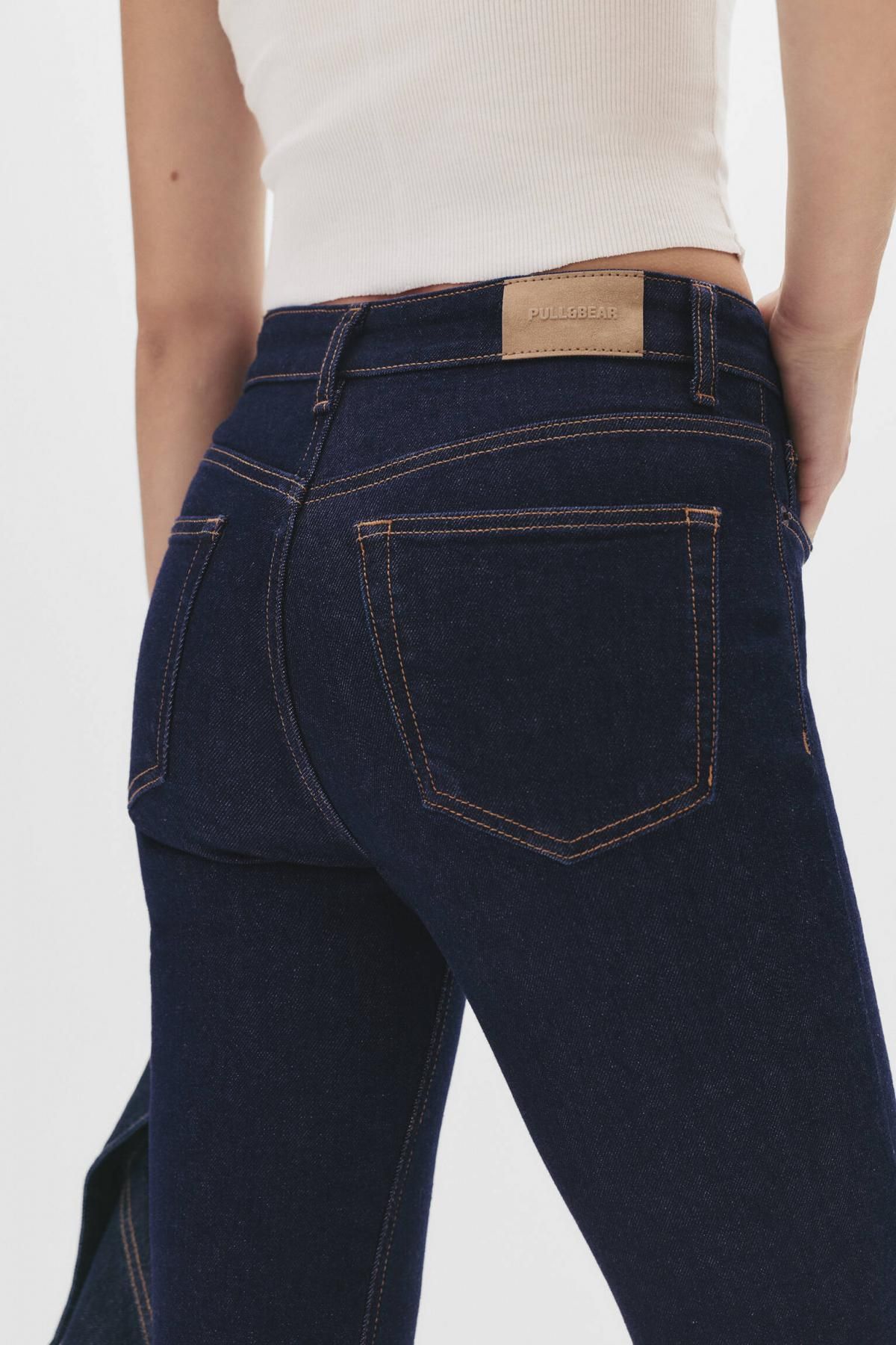 풀앤베어 하이웨이스트 플레어 데님 진청 청바지 7683/308 NAVY - 상세 이미지 3