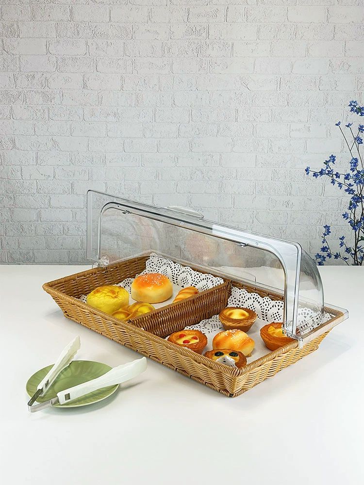 빵 진열 트레이 쟁반 베이커리 뚜껑 카페 아크릴 디저트 33x26x6cm 스틸 프레임 수직 A - 상세 이미지 3