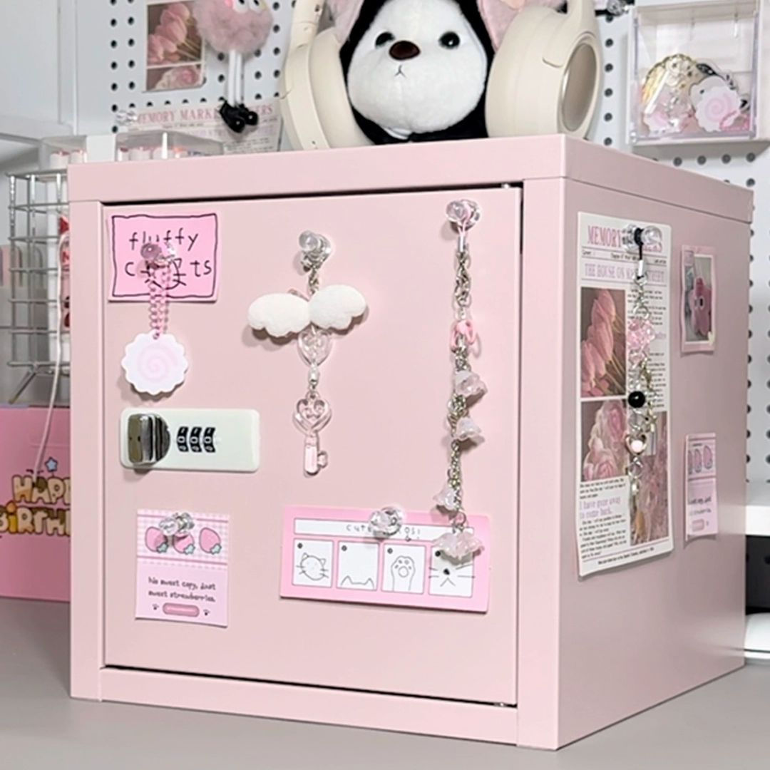 철제 피규어 수납함 원통 대형 보관함 장식장 수납 캐비닛 아크릴 다꾸 정리함 양문형+무광 25x35x25 잠금없음 - 상세 이미지 5