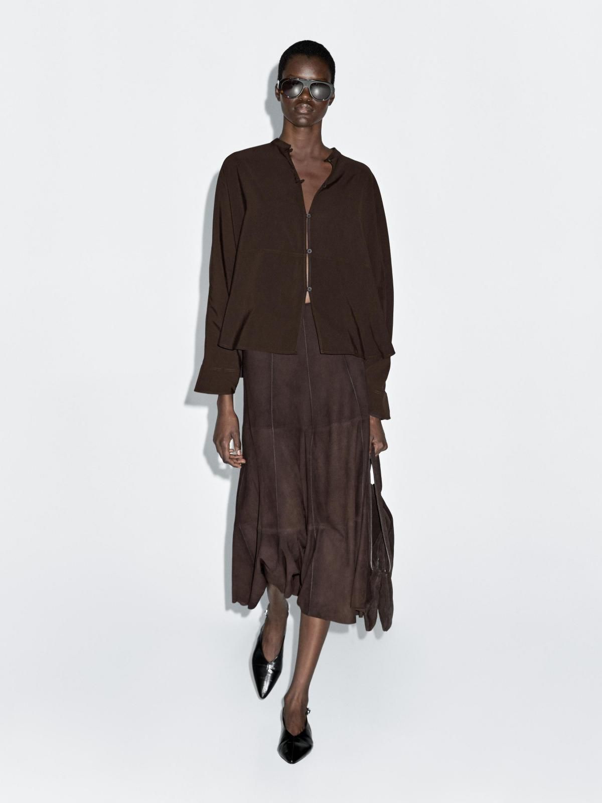 마시모두띠 모던 스탠드칼라 테크니컬 셔츠 5156/756 BROWN - 상세 이미지 2