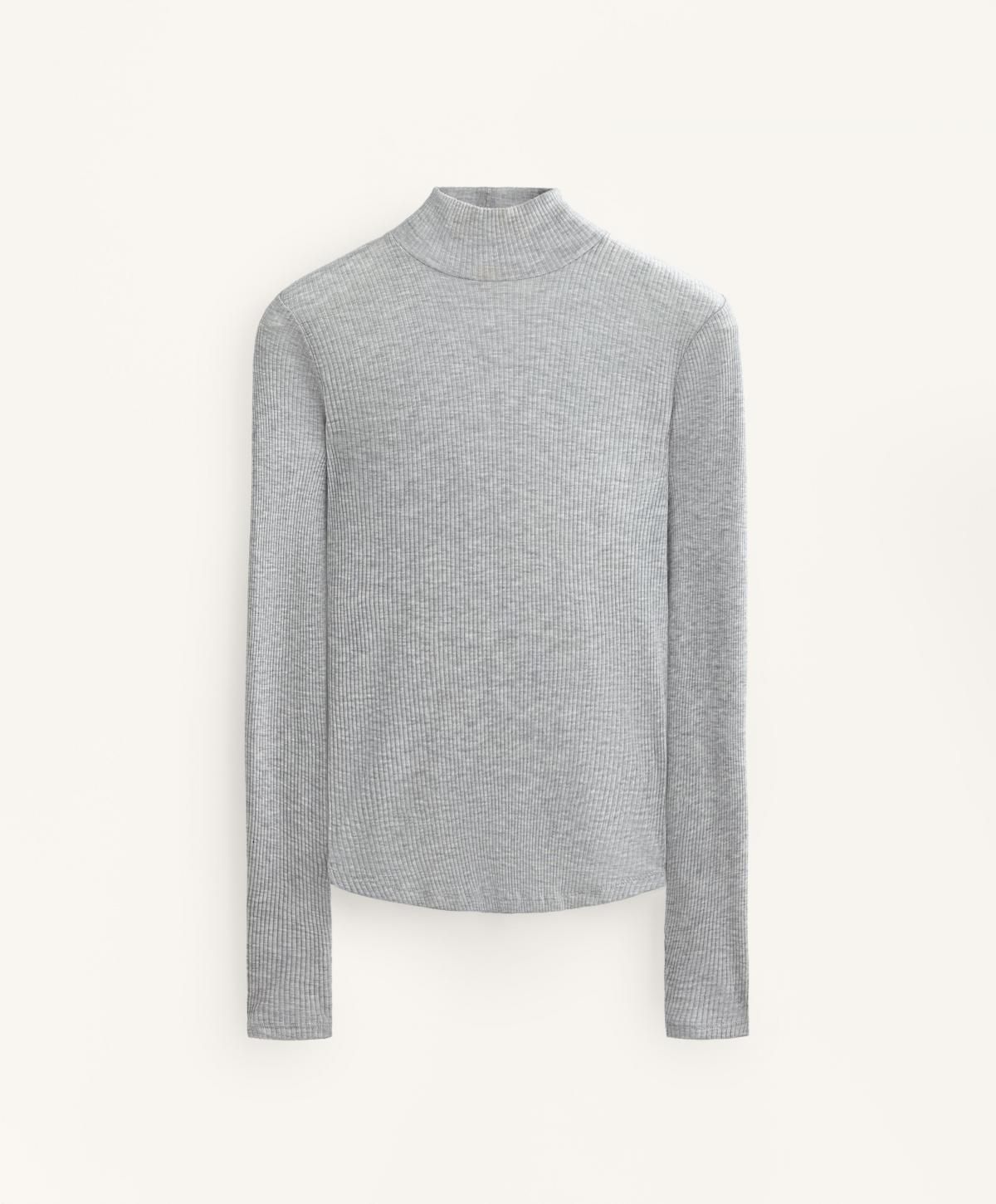 오이쇼 테크니컬 라이오셀 하이넥 골지 긴팔 티셔츠 0248/789 MIDGREY - 메인 이미지