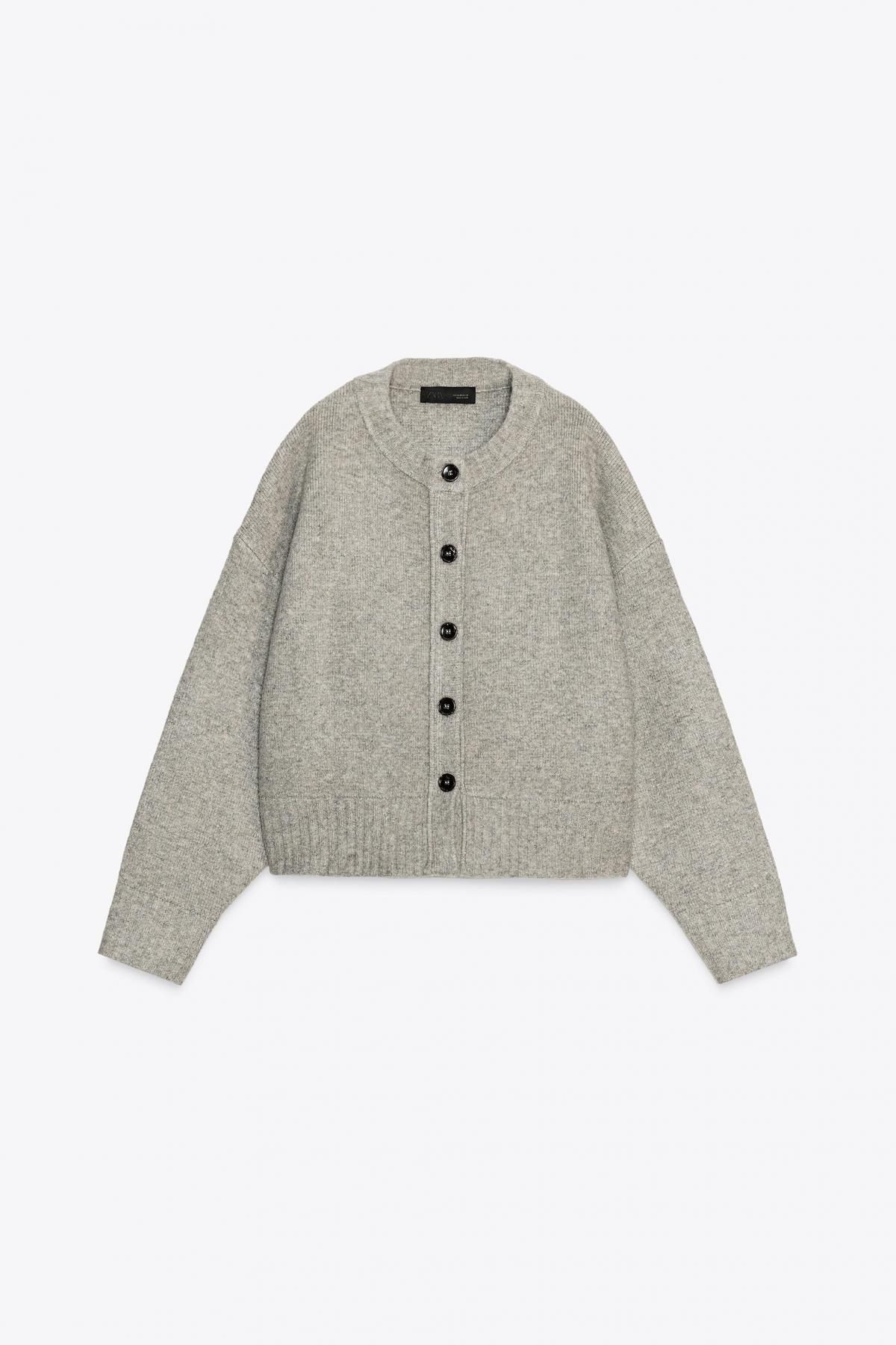 자라 소프트 라운드넥 니트 가디건 2142/145 GREY MARL - 메인 이미지