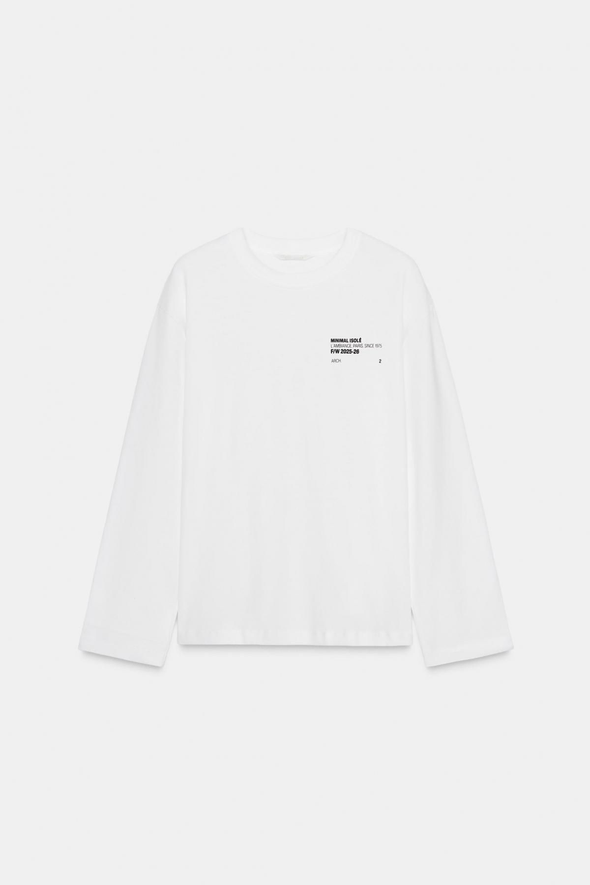 자라 미니멀 라운드넥 레터링 긴팔 티셔츠 0264/816 WHITE - 메인 이미지