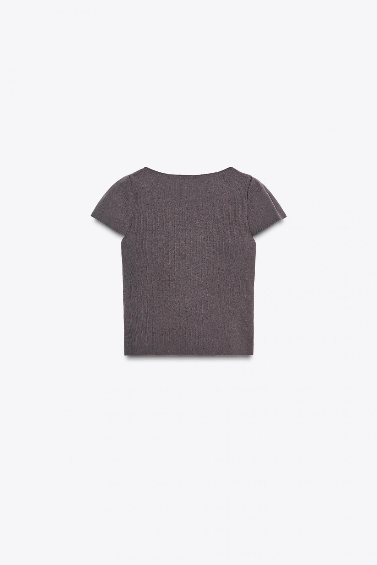 자라 모던 리본 디테일 니트 반팔 탑 4192/156 CHARCOAL GREY - 상세 이미지 2