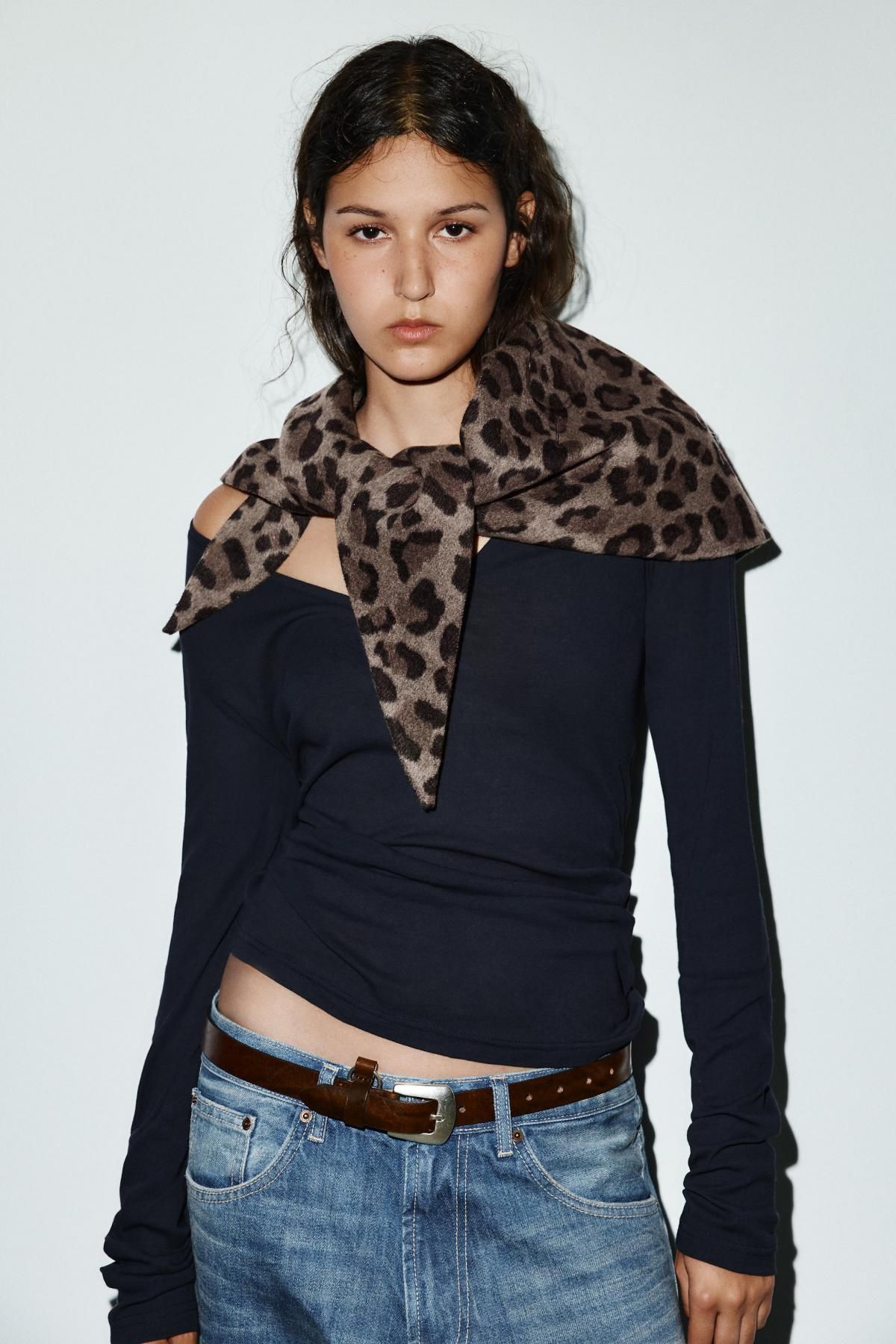 자라 애니멀 프린트 울블렌드 반다나 스카프 8491/208 LEOPARD - 상세 이미지 2