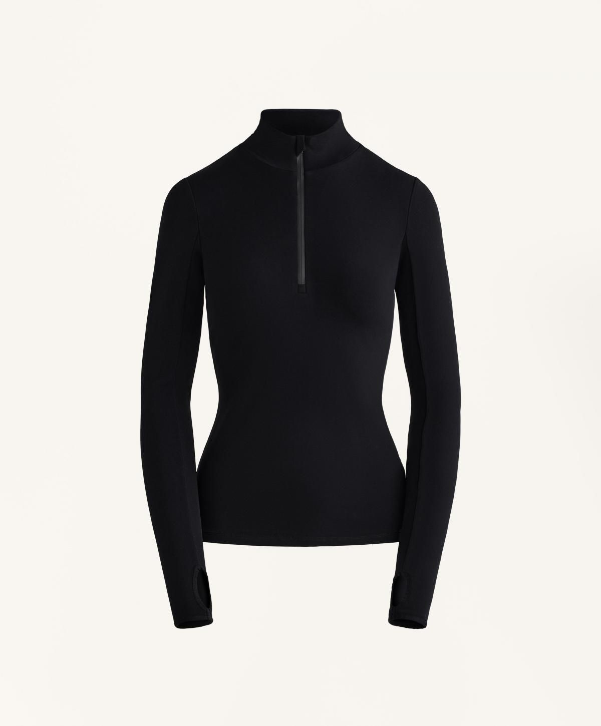 오이쇼 블랙 베이스레이어 지퍼넥 긴팔 티셔츠 0231/640 BLACK - 상품 이미지