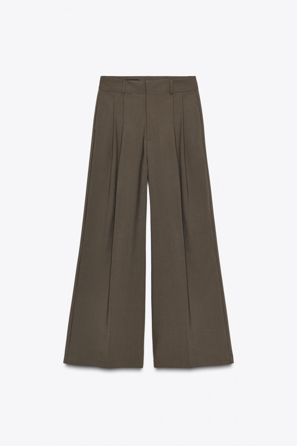 자라 테크니컬 플리츠 플랩 포켓 와이드 팬츠 4391/517 TAUPE GREY - 메인 이미지