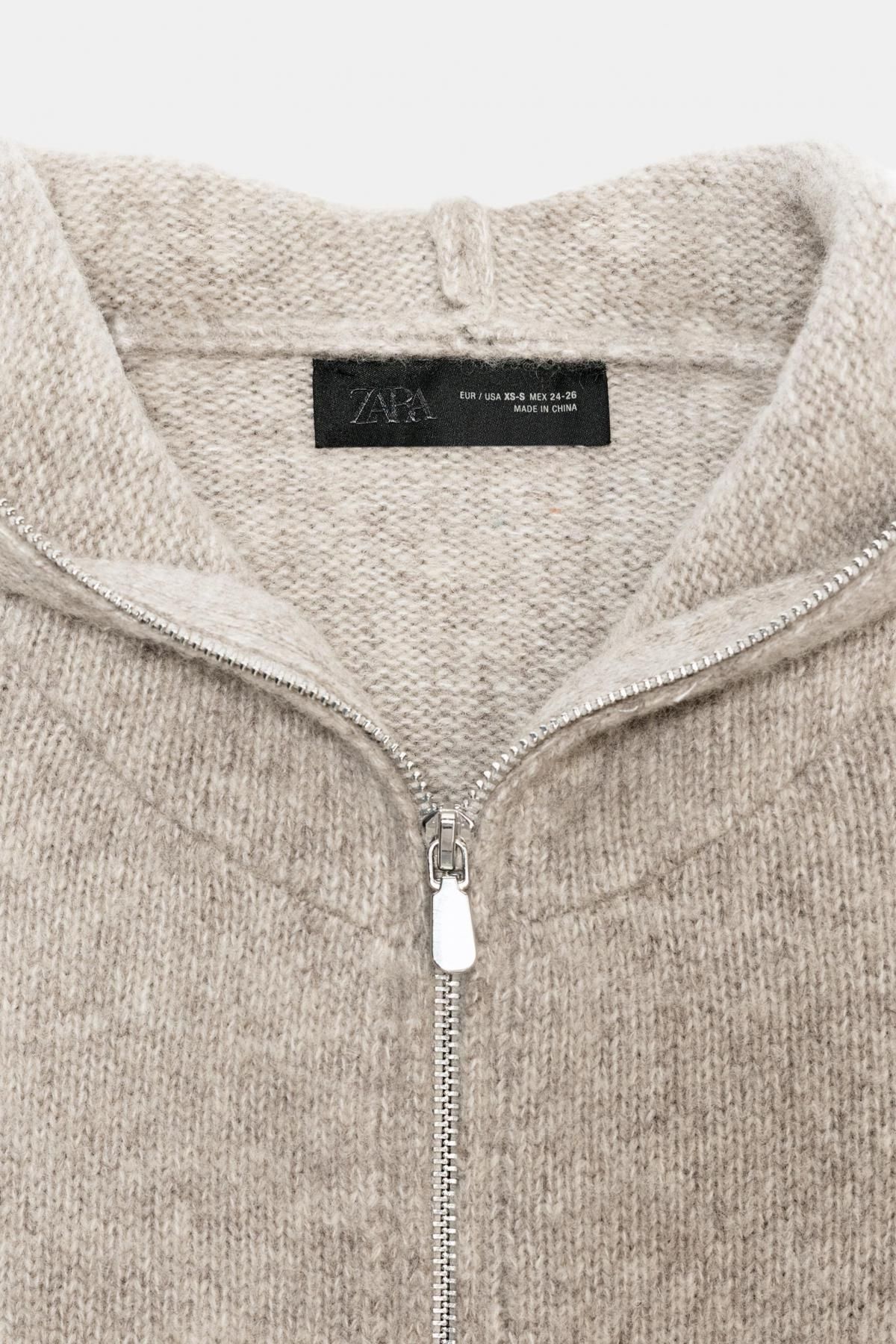 자라 프리미엄 울 후드 집업 재킷 5755/132 BEIGE - 상세 이미지 3