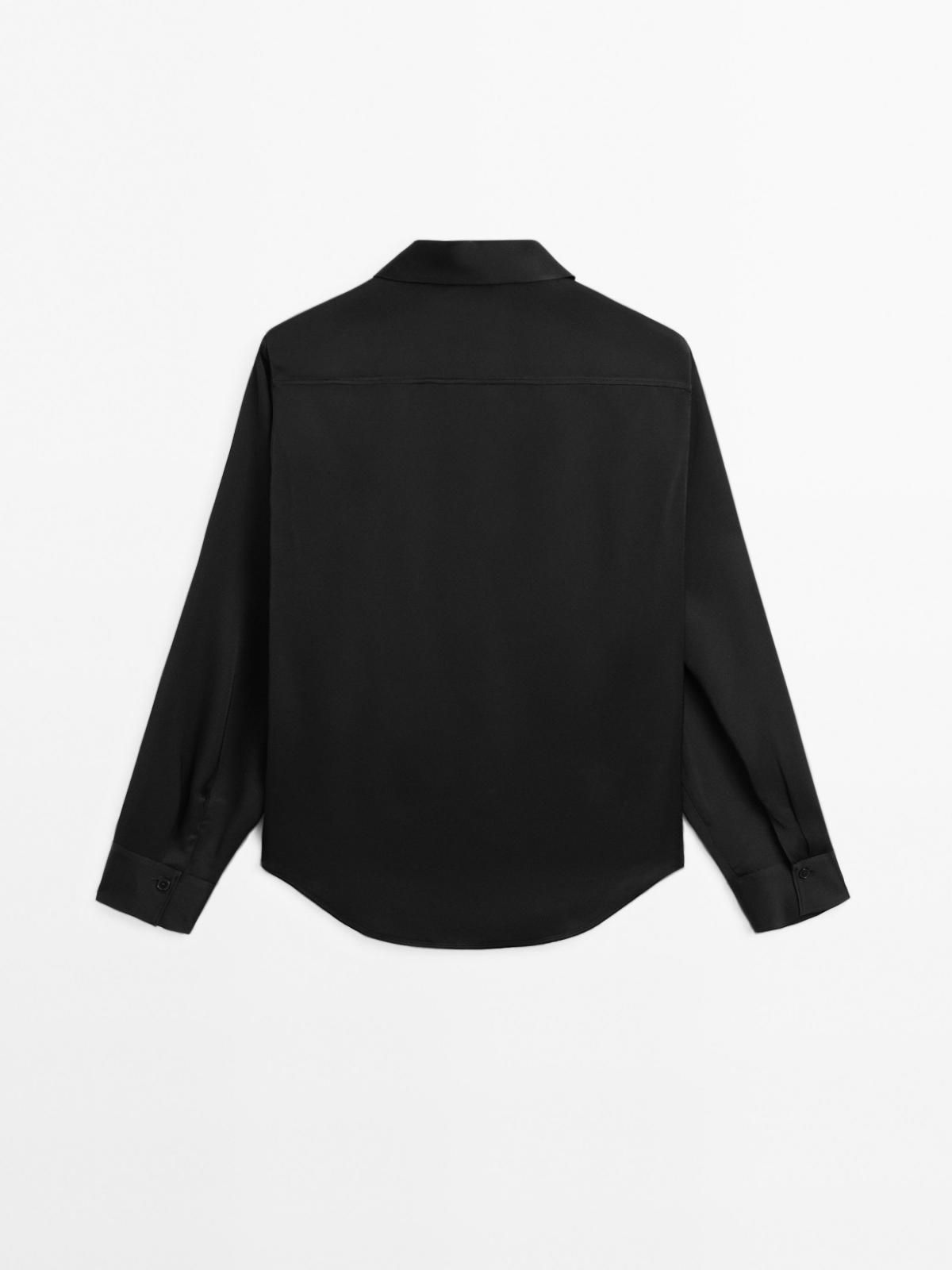 마시모두띠 블랙 플루이드 새틴 긴팔 셔츠 5150/950 BLACK - 상세 이미지 3