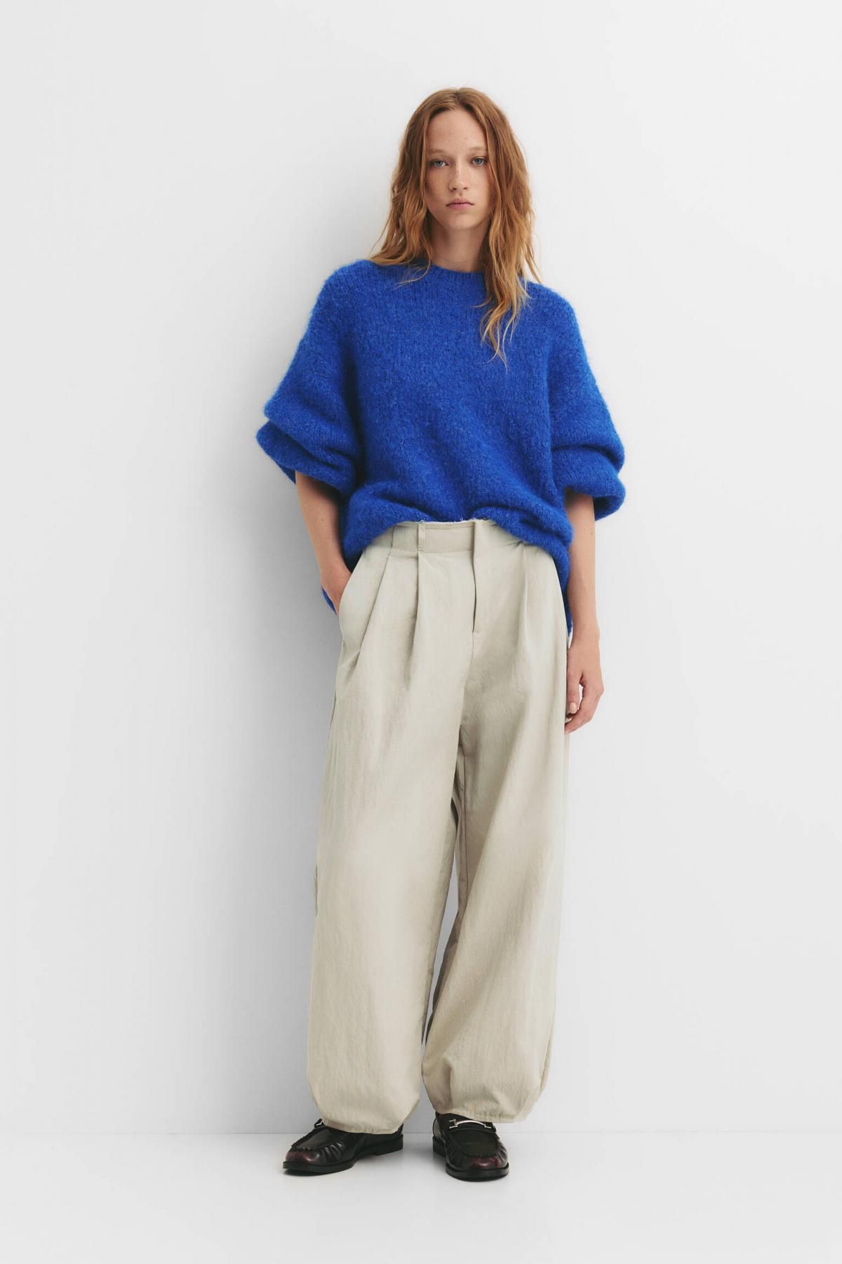 풀앤베어 테크니컬 프레이드 플리츠 와이드 슬랙스 팬츠 7675/396 BEIGE - 상세 이미지 2